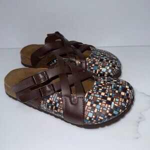 Birkenstock Papillio Lugano Mosaic Brown Birko Flor Clog Women 7/39 Comfort Boho